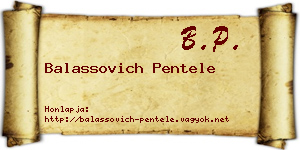 Balassovich Pentele névjegykártya